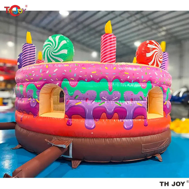 Détail du couvercle du château gonflable gâteau