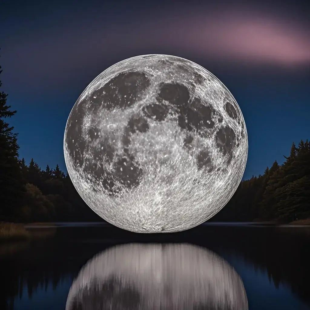 Lune gonflable suspendue lors d'un événement nocturne