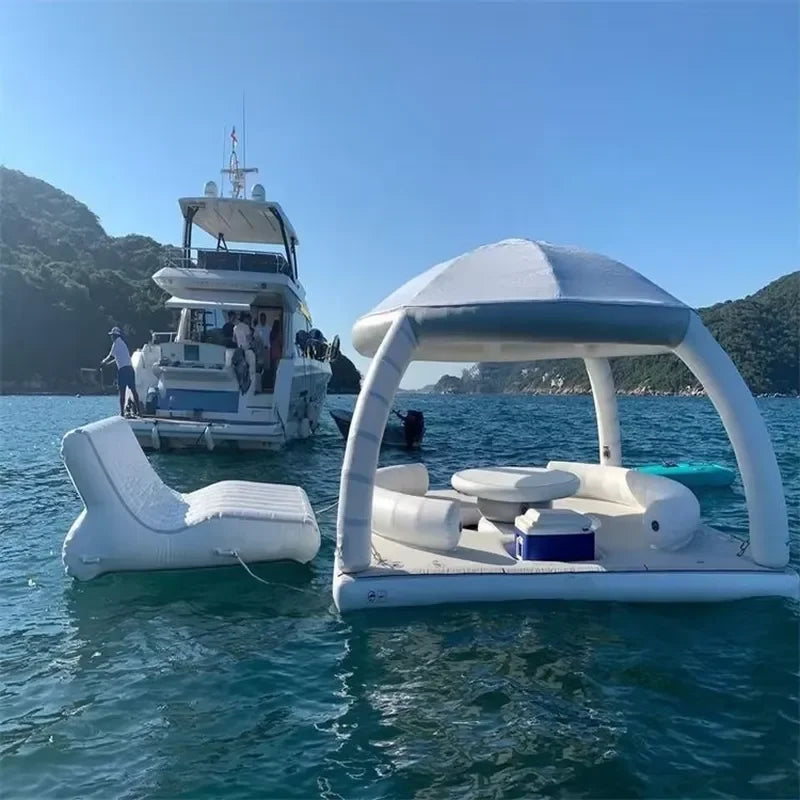 Plateforme Flottante Gonflable Yacht Ombrage - vue d'installation