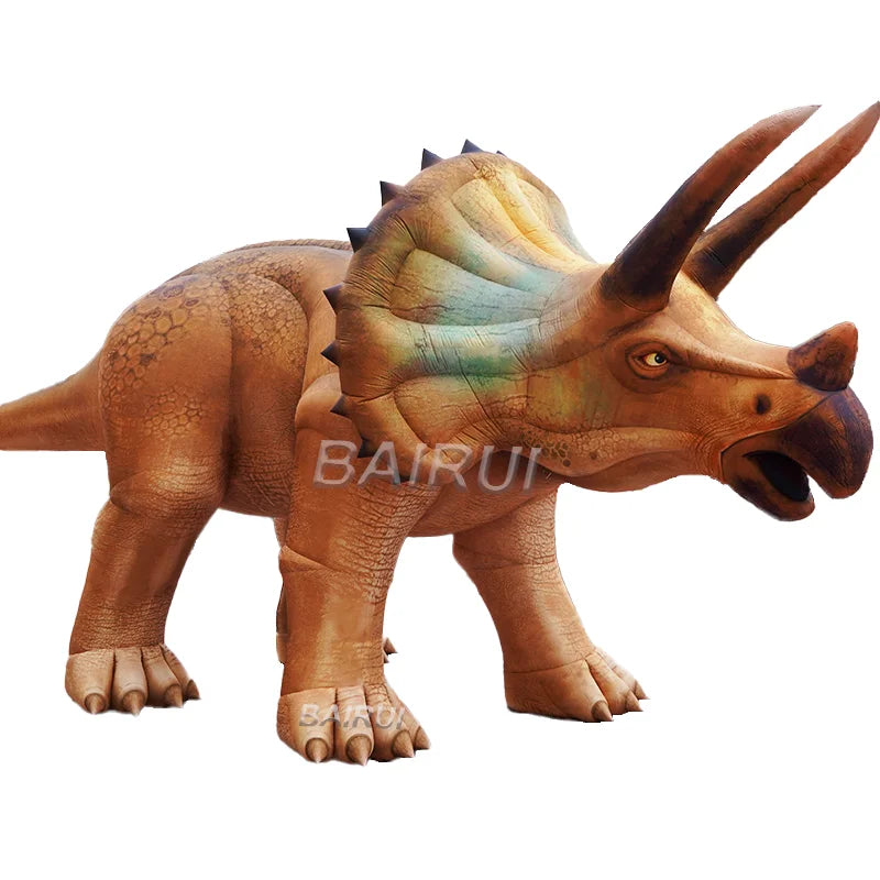 Décoration gonflable dinosaure triceratops vue de nuit