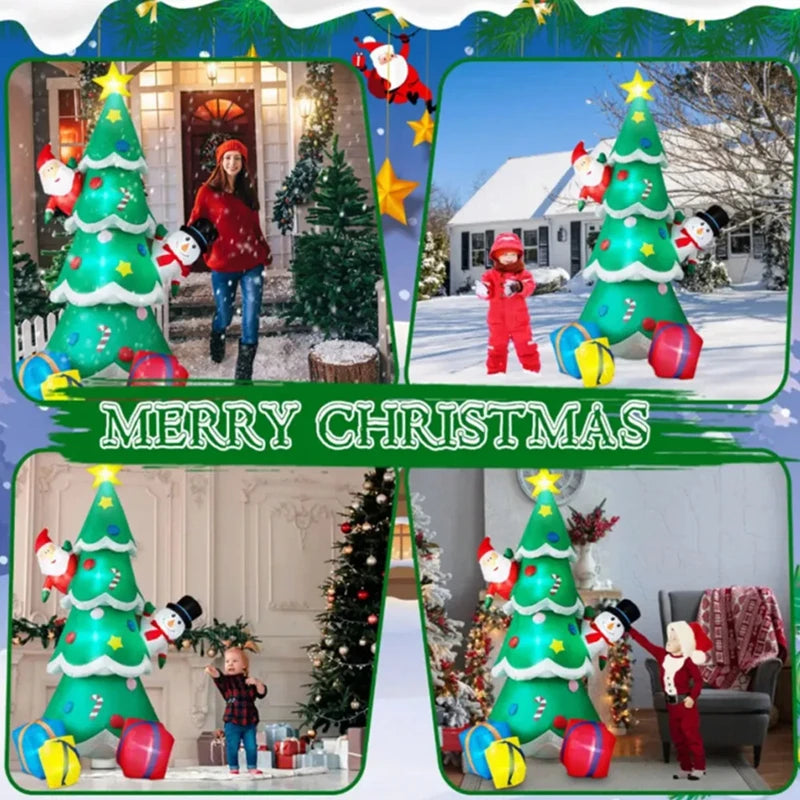 Décoration noël gonflable sapin vert lumières intégrées