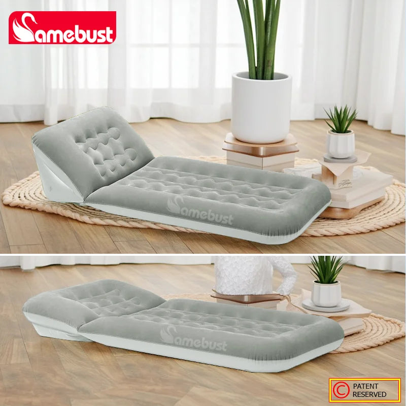 Matelas gonflable canapé-lit pliable marron intérieur