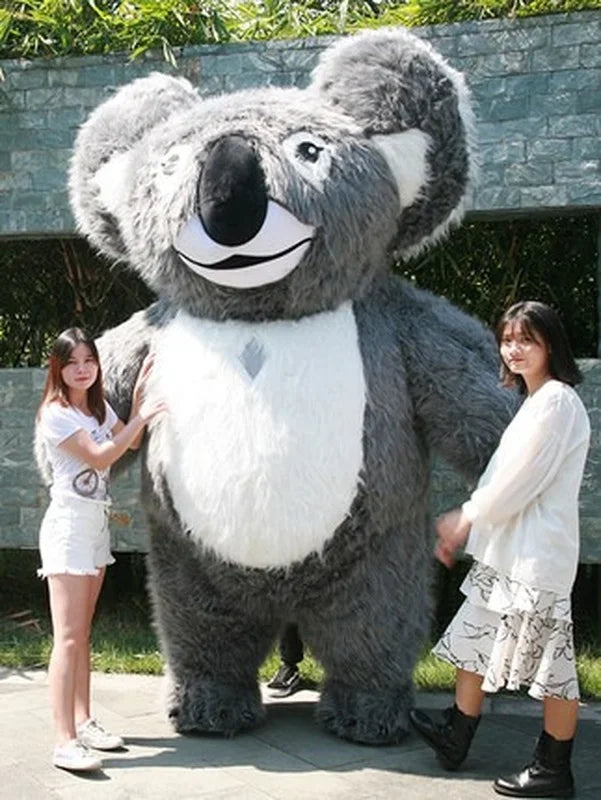 Costume gonflable koala peluche gris vue de face