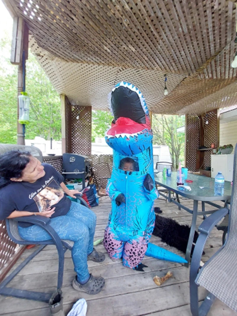 Costume gonflable T-Rex vert pour adulte, vue de face