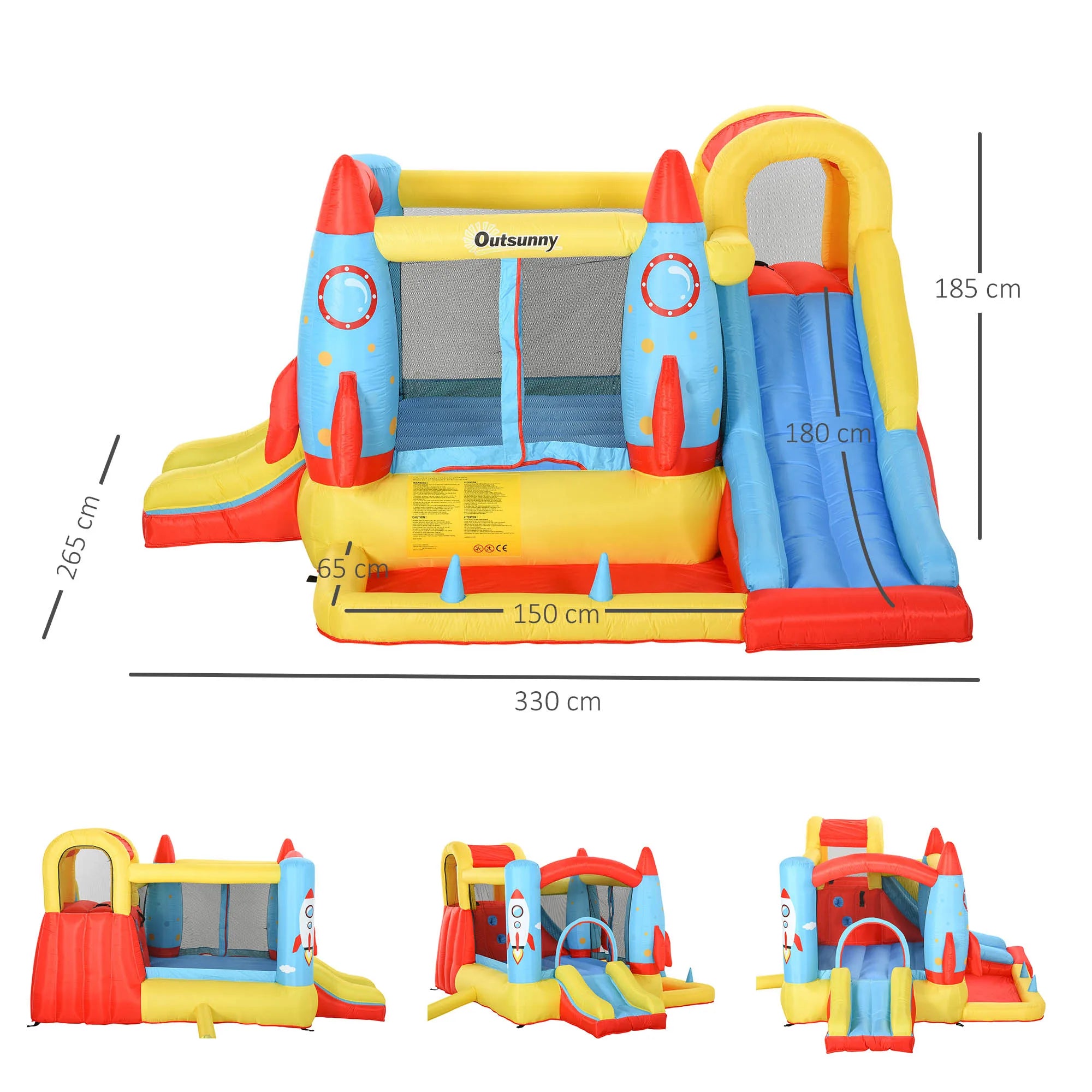 Toboggan du château gonflable thème spatial vu de face