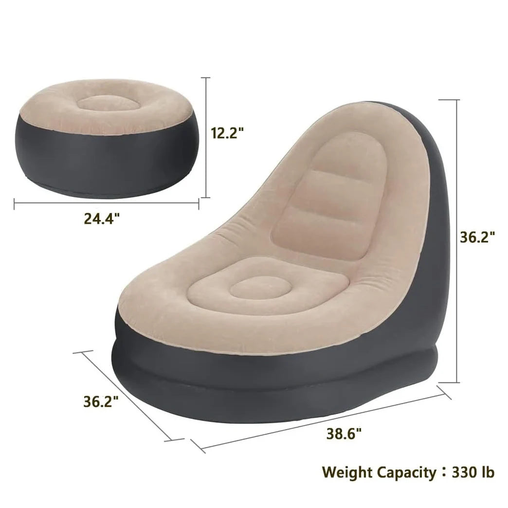 Chaise longue gonflable pratique avec pieds intégrés