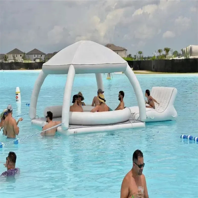Plateforme Flottante Gonflable Yacht Ombrage - vue de face