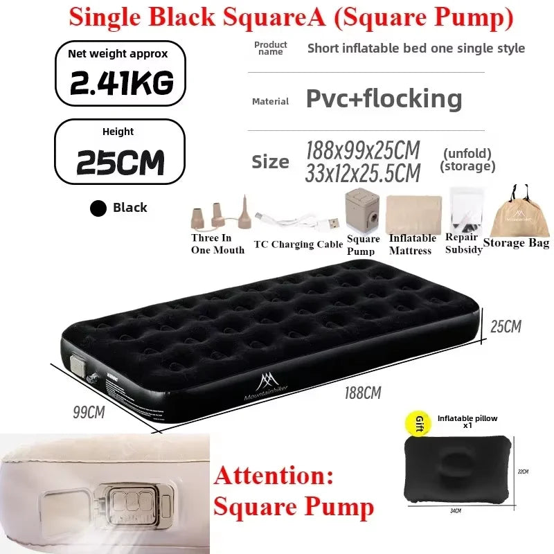 Matelas de camping gonflable format compact avant utilisation