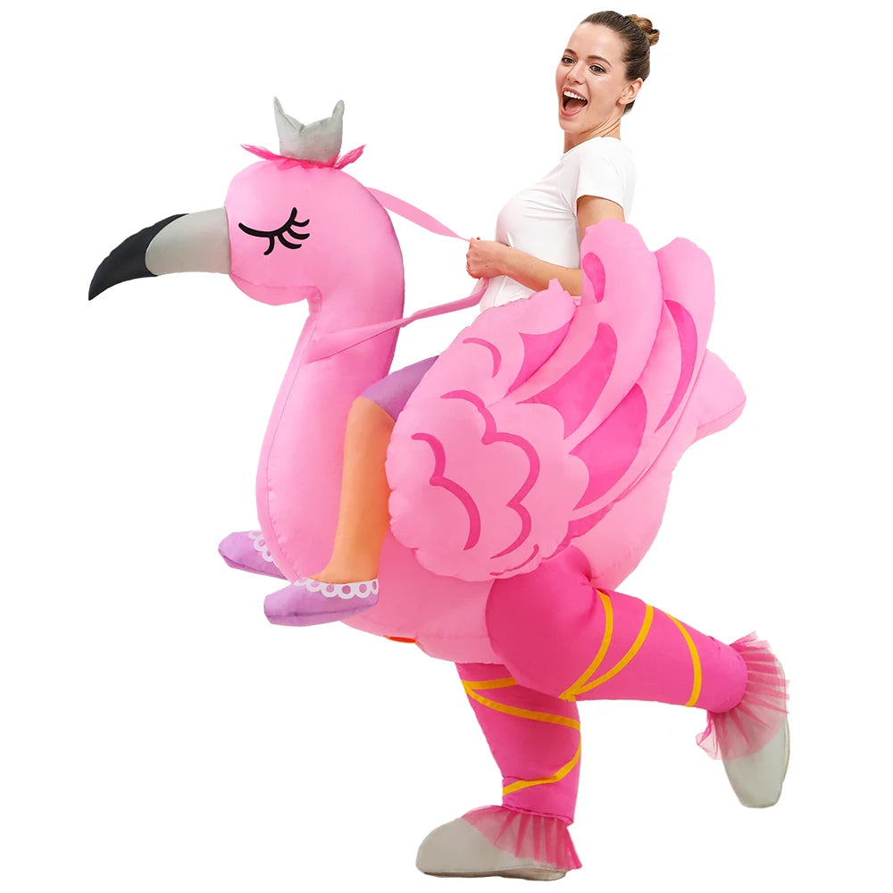Costume gonflable flamant rose adulte vue de face