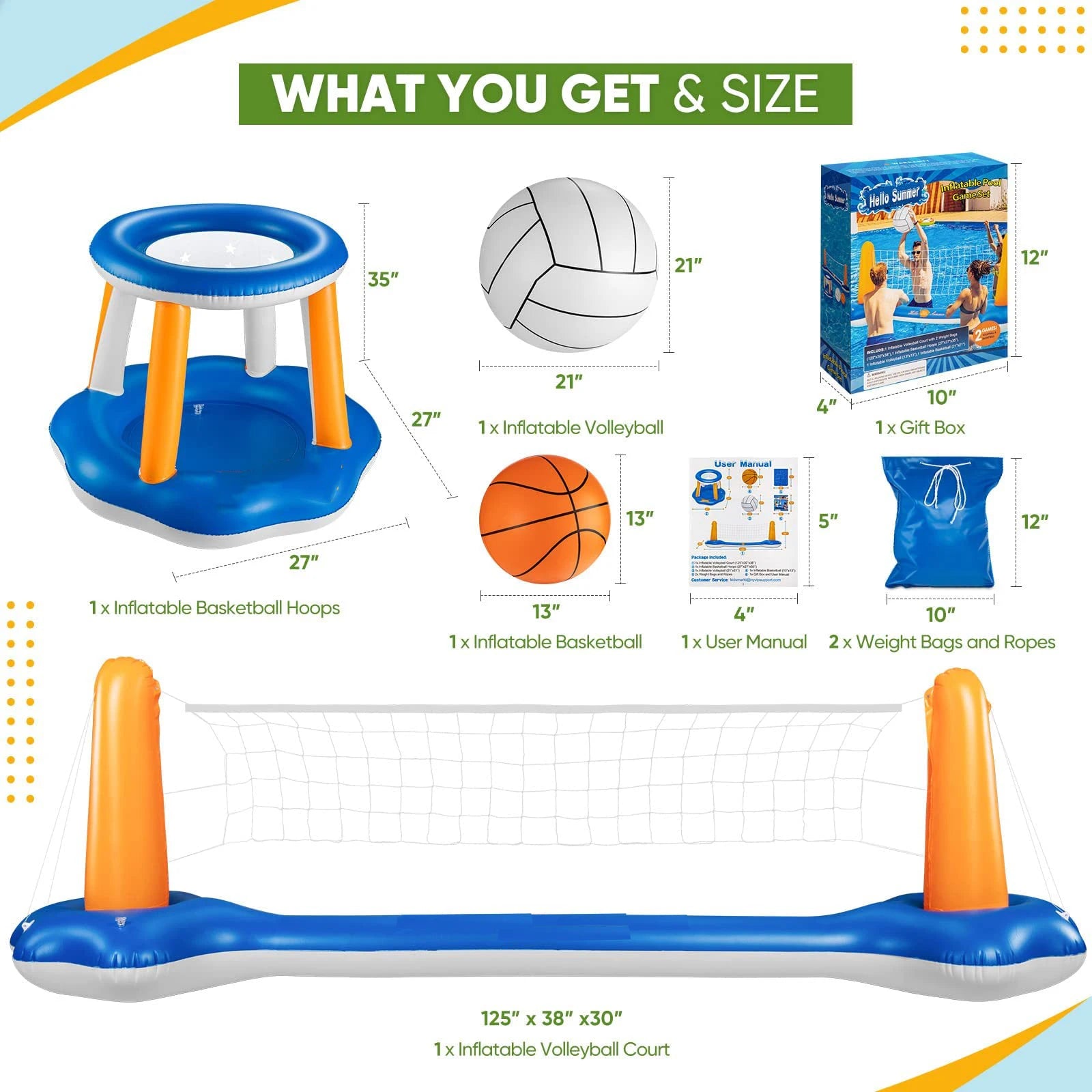 Ensemble sport gonflable piscine famille adultes