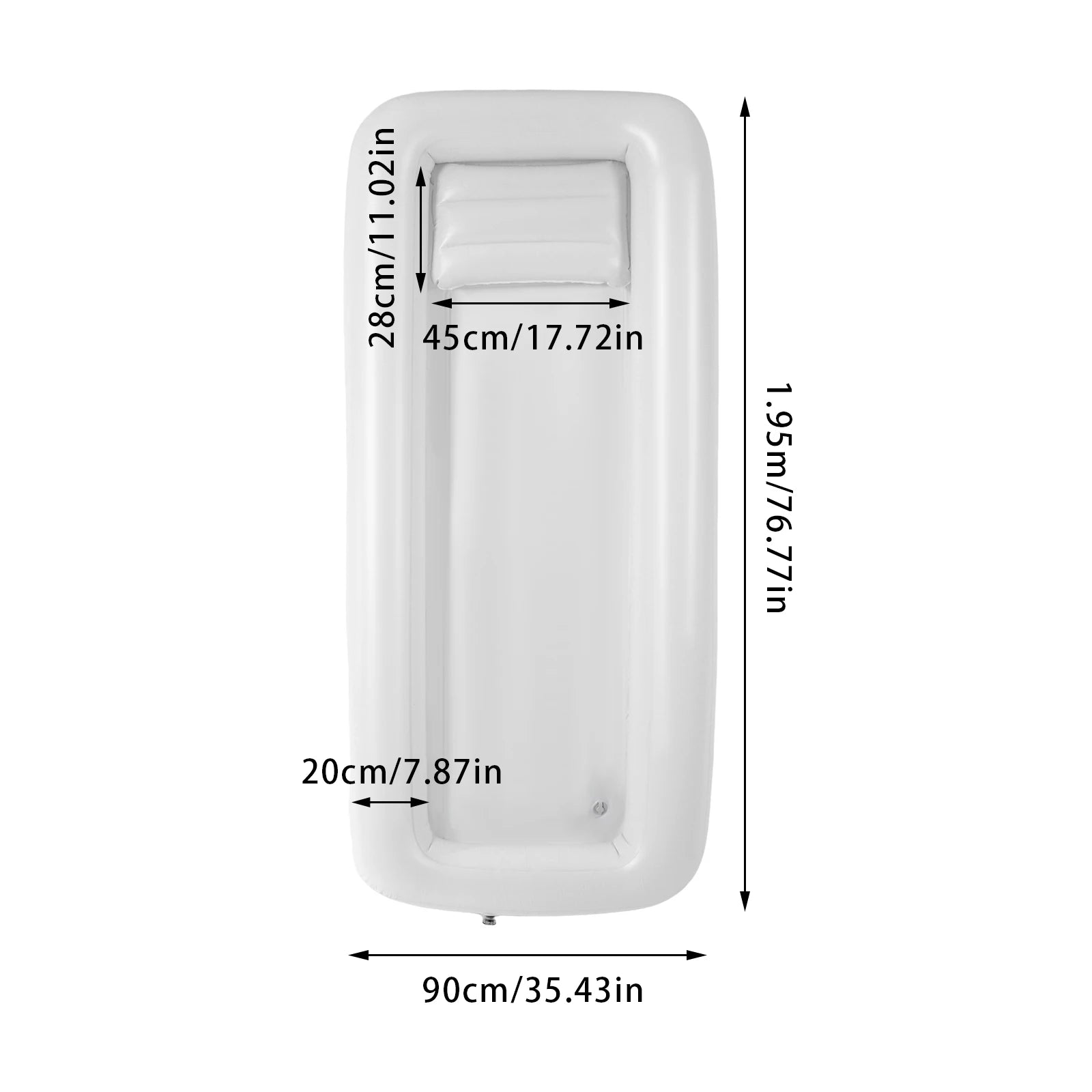 Baignoire gonflable blanche repliée pour rangement