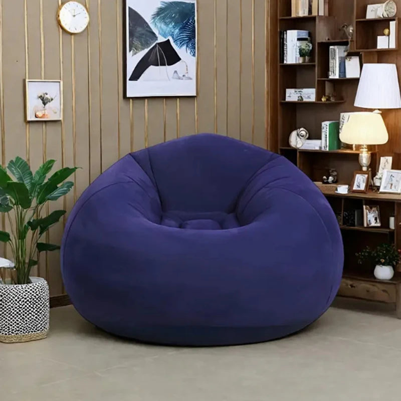 Pouf canapé gonflable orange en extérieur