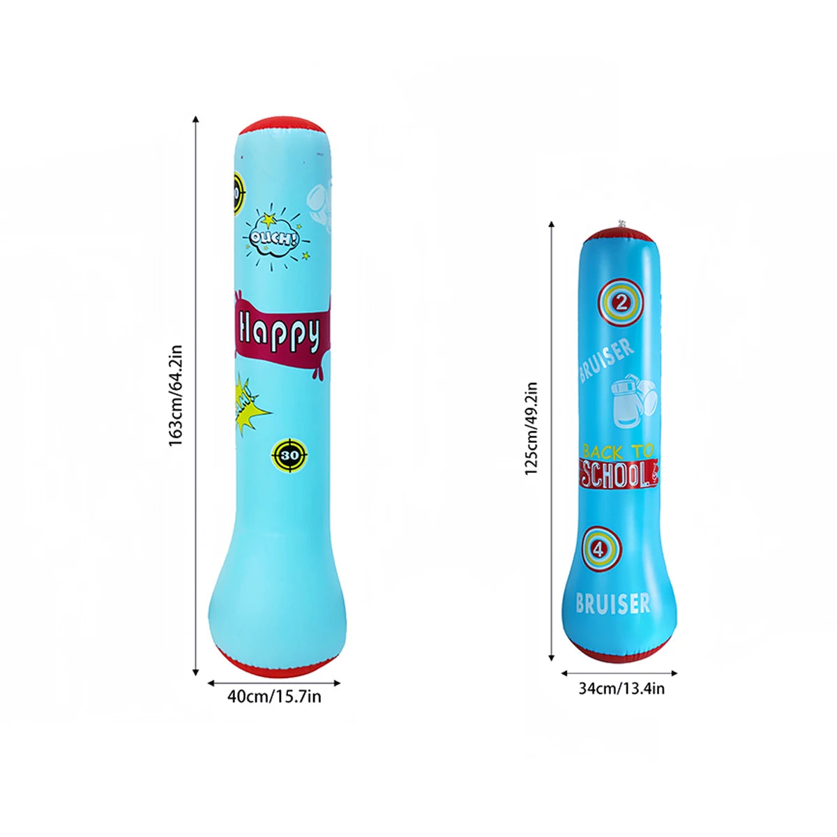Colonne de boxe gonflable bleue pour adolescent