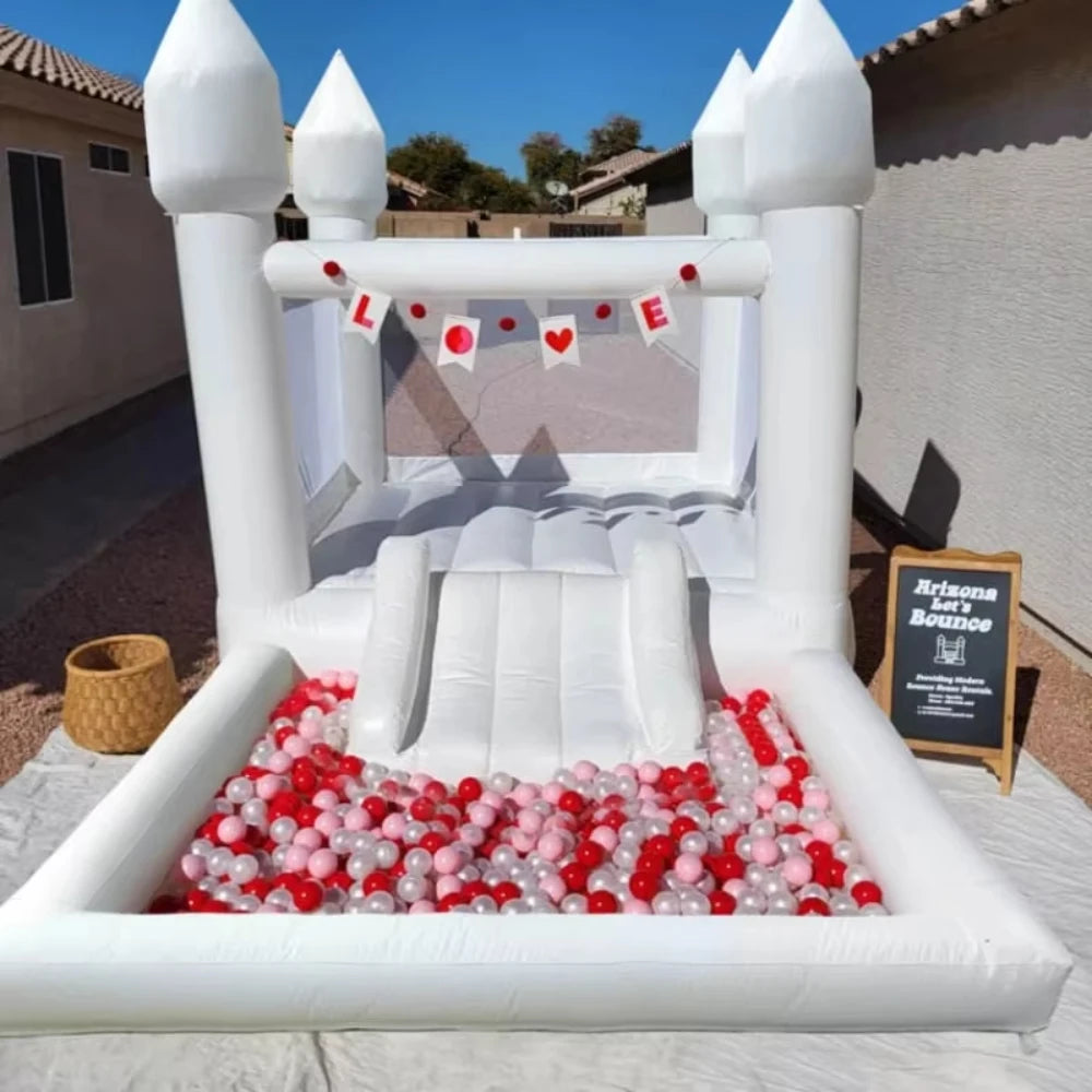 Château gonflable blanc 4x2.5x2.5m dimensions