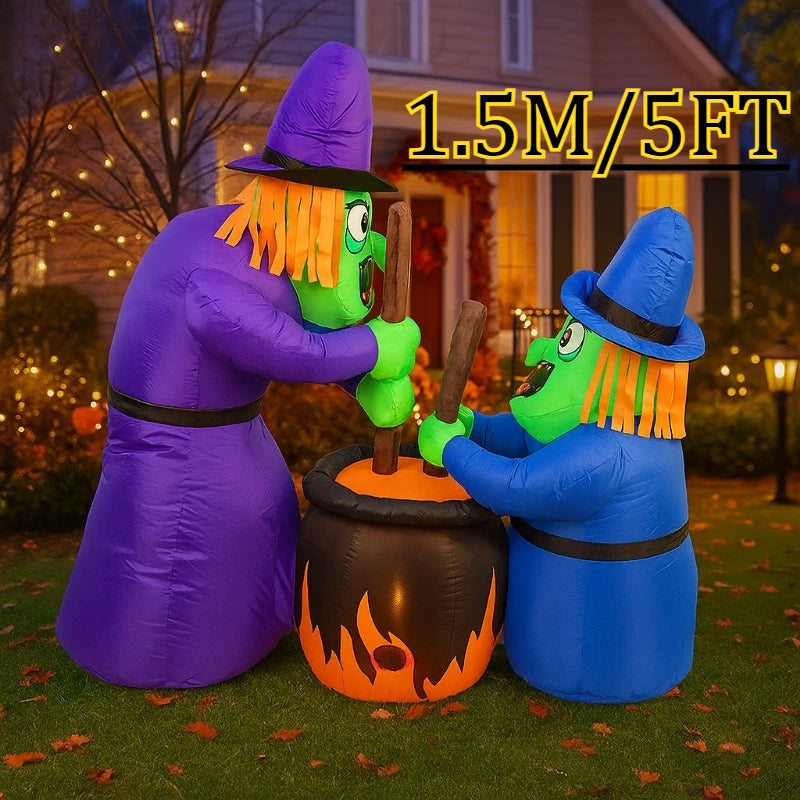 Décoration Halloween gonflable sorcières LED jardin
