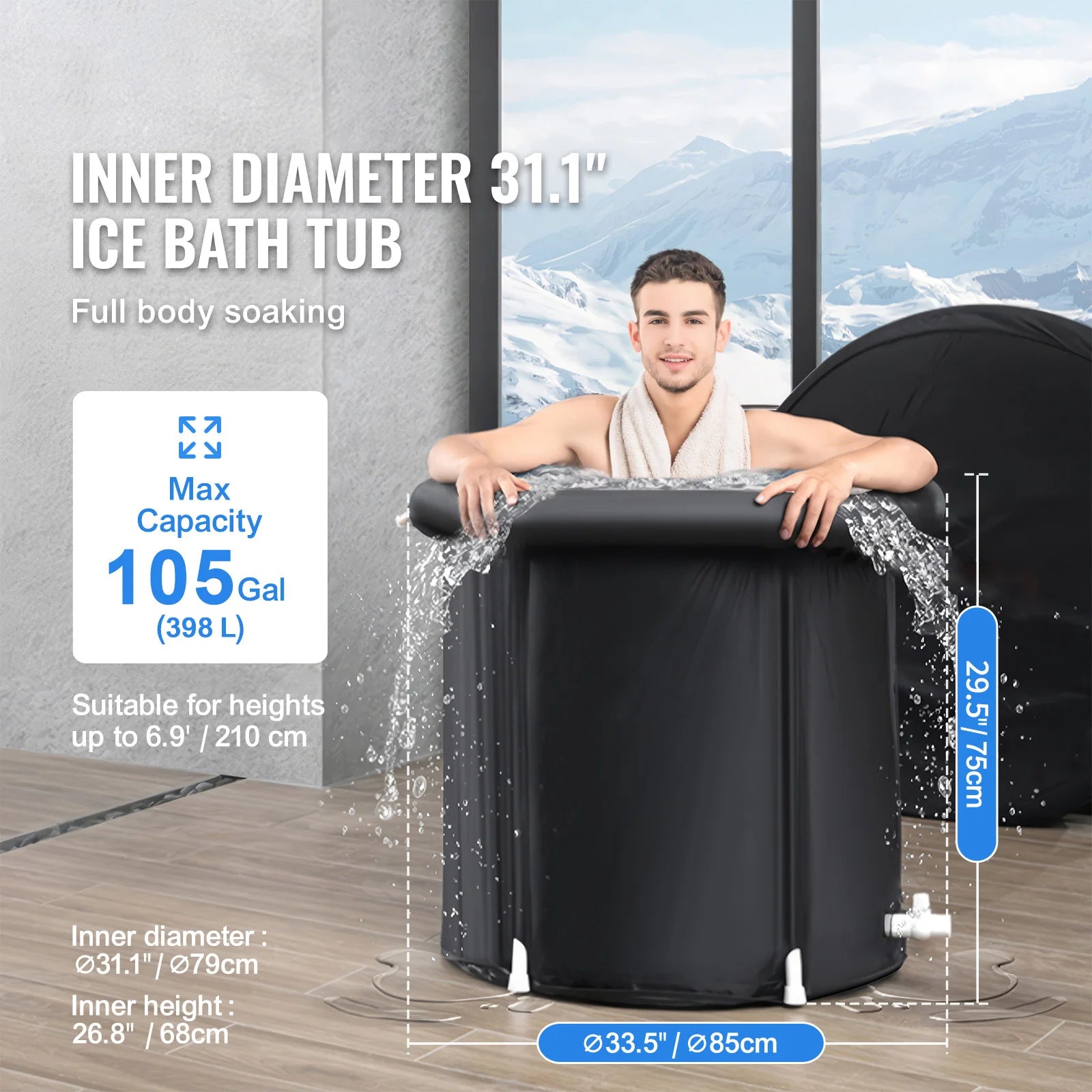 Baignoire gonflable bain de glace installée à l'intérieur