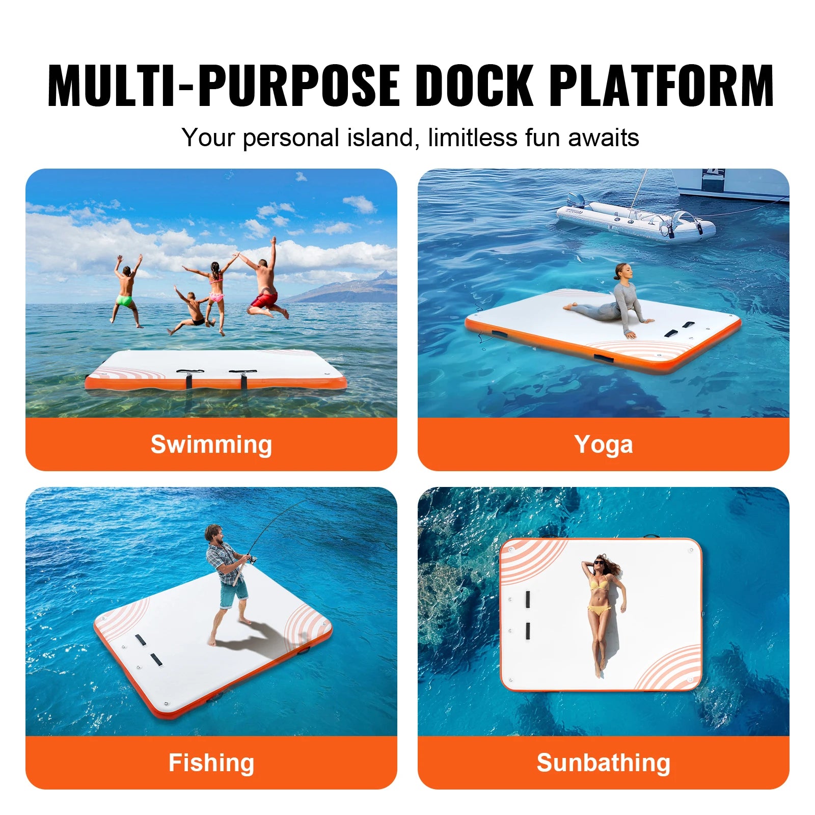 Plateforme flottante gonflable rangée dans sac de transport compact