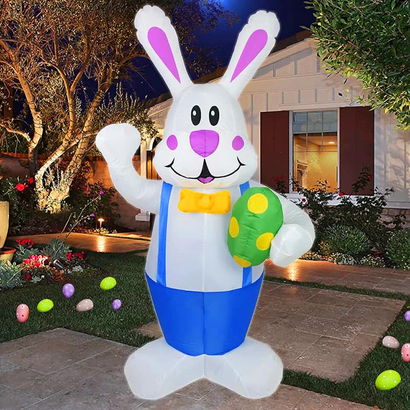 Lapin gonflable fête printanière vue de profil