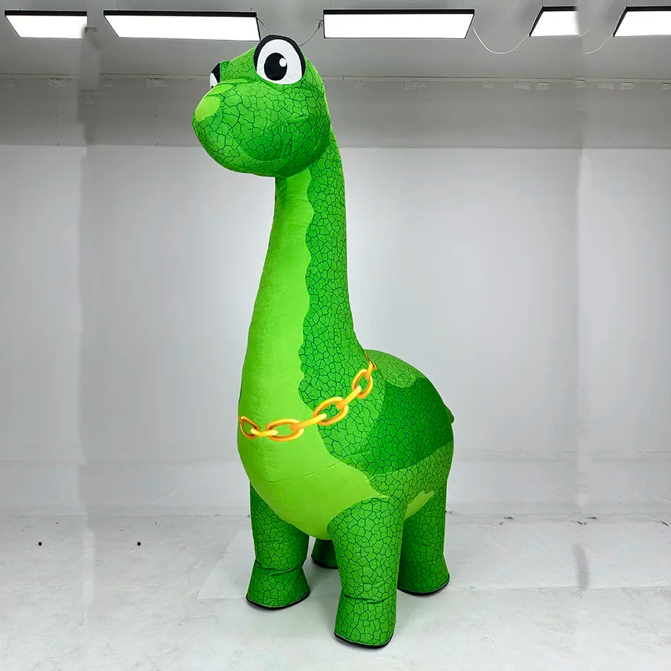 Costume gonflable dinosaure col long vue de face
