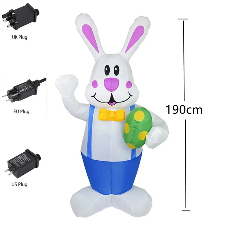 Décoration gonflable Pâques lapin détail couture polyester