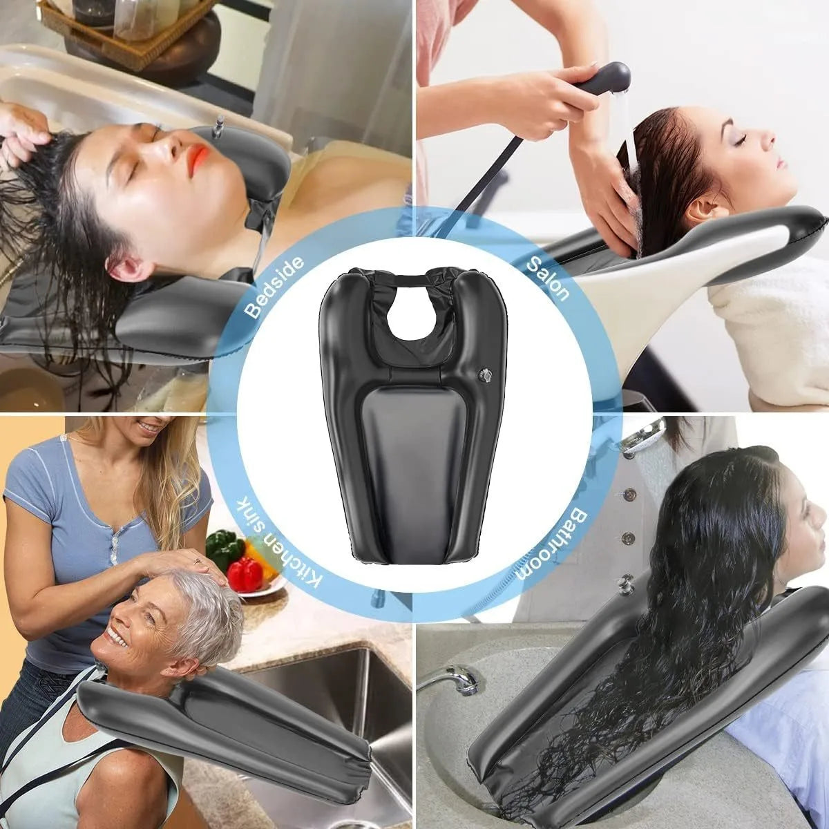 Bac à shampoing gonflable plié pour le rangement
