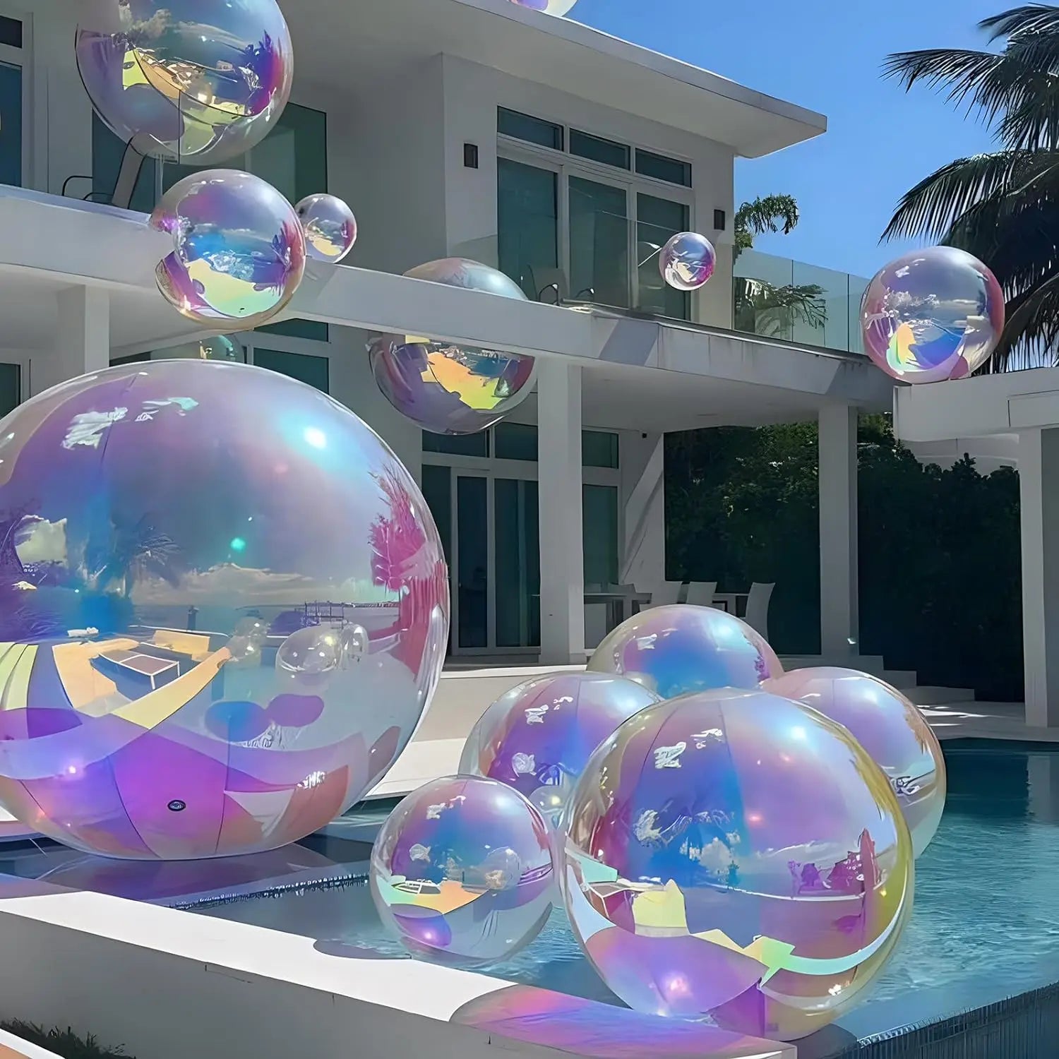 Boule à miroir gonflable dorée effet disco