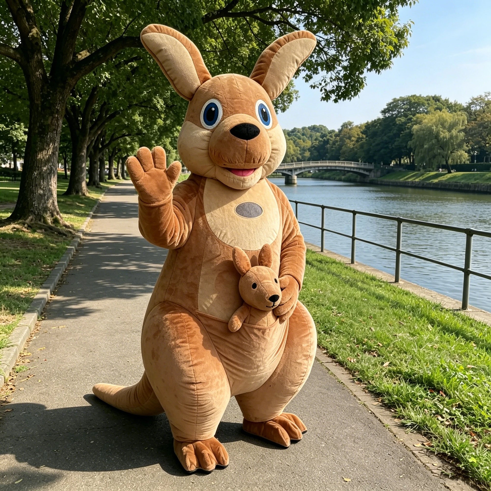 Mascotte gonflable animée lors d'une célébration d'entreprise