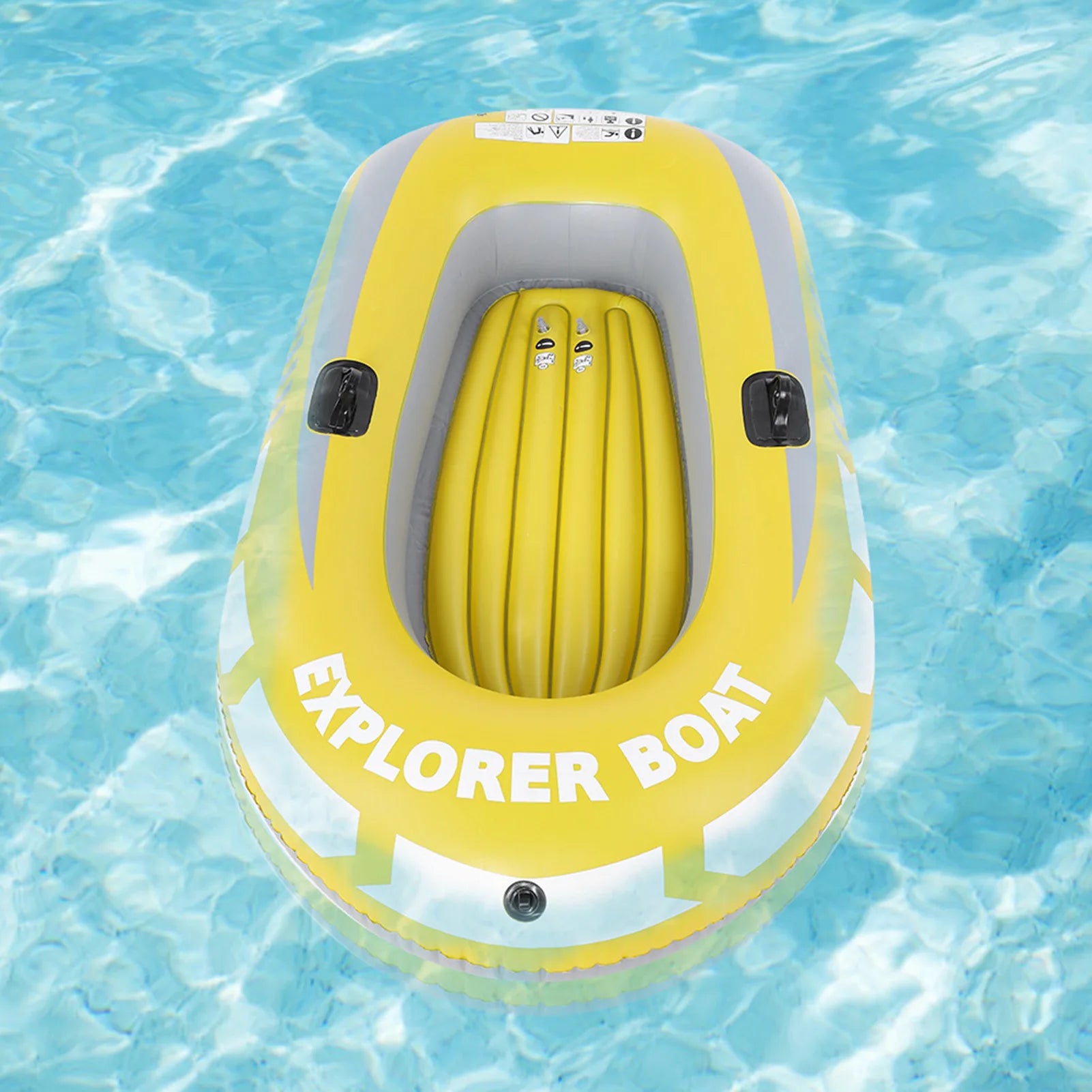 Bateau Gonflable Kayak Jaune Pêche - vue latérale