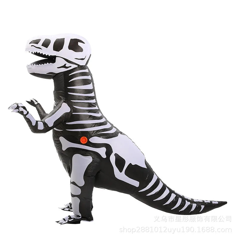 Costume gonflable squelette dinosaure T-Rex adulte noir
