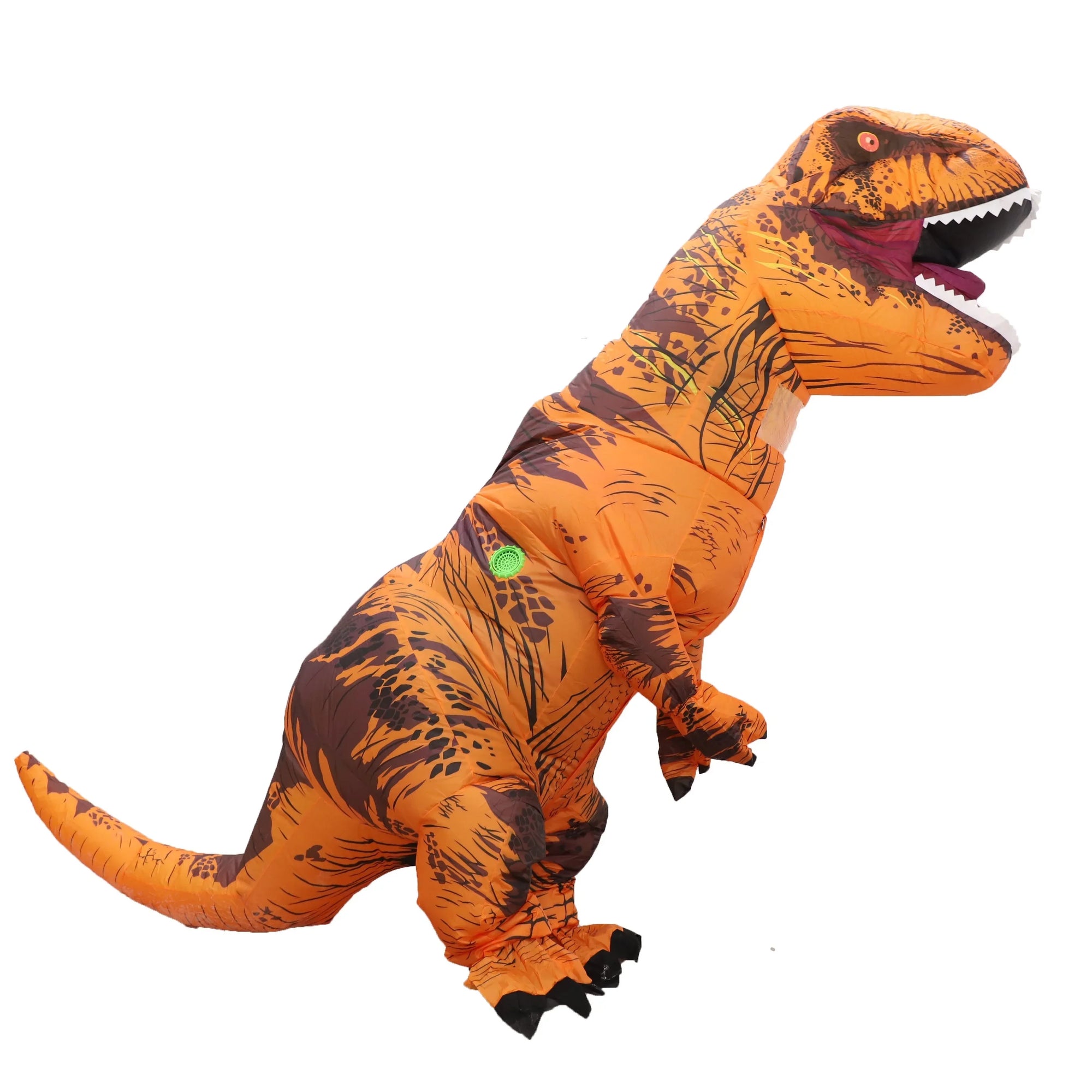 Costume gonflable T-Rex debout adulte brun de face