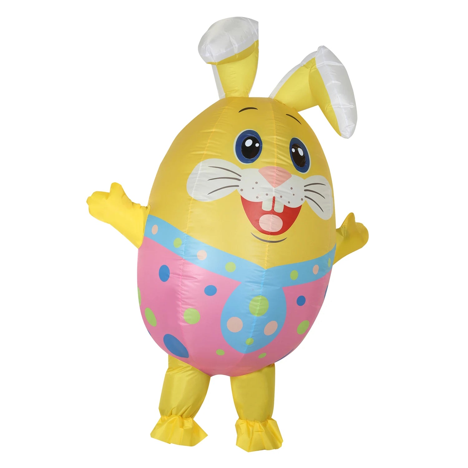 Costume gonflable lapin oeuf vue latérale amusant