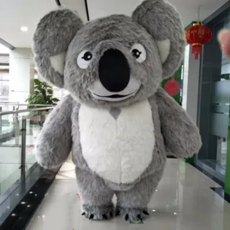 Costume gonflable koala peluche gris vue de dos
