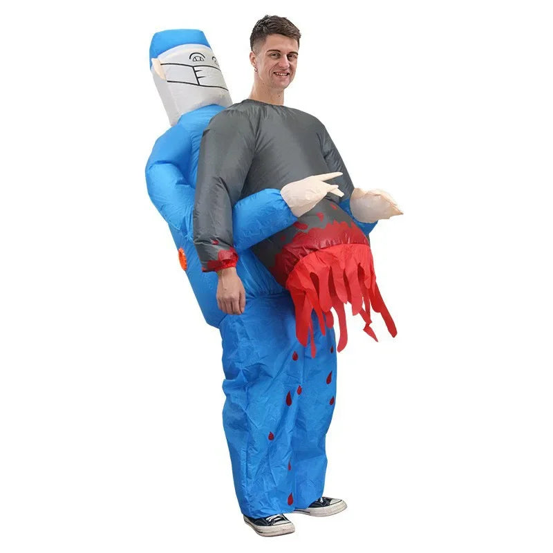 Costume gonflable zombie demi-corps ventilateur boîtier inclus