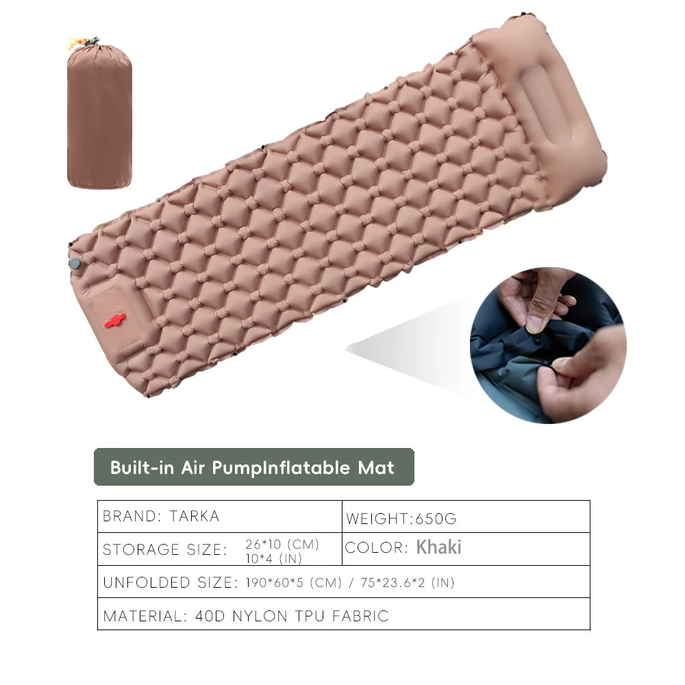Vue d'ensemble du tapis de couchage gonflable de randonnée