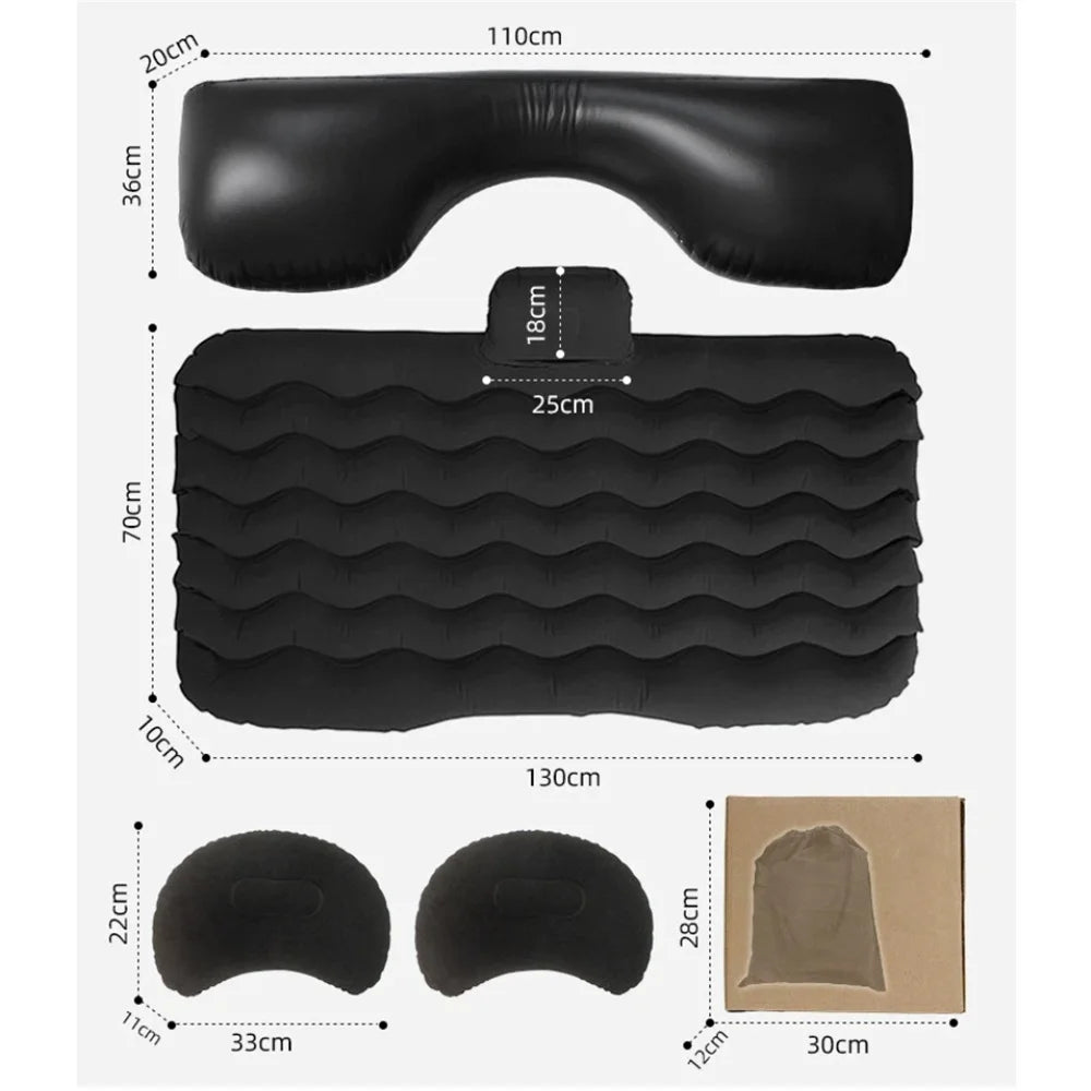Matelas gonflable voyage voiture noir gonflé en position