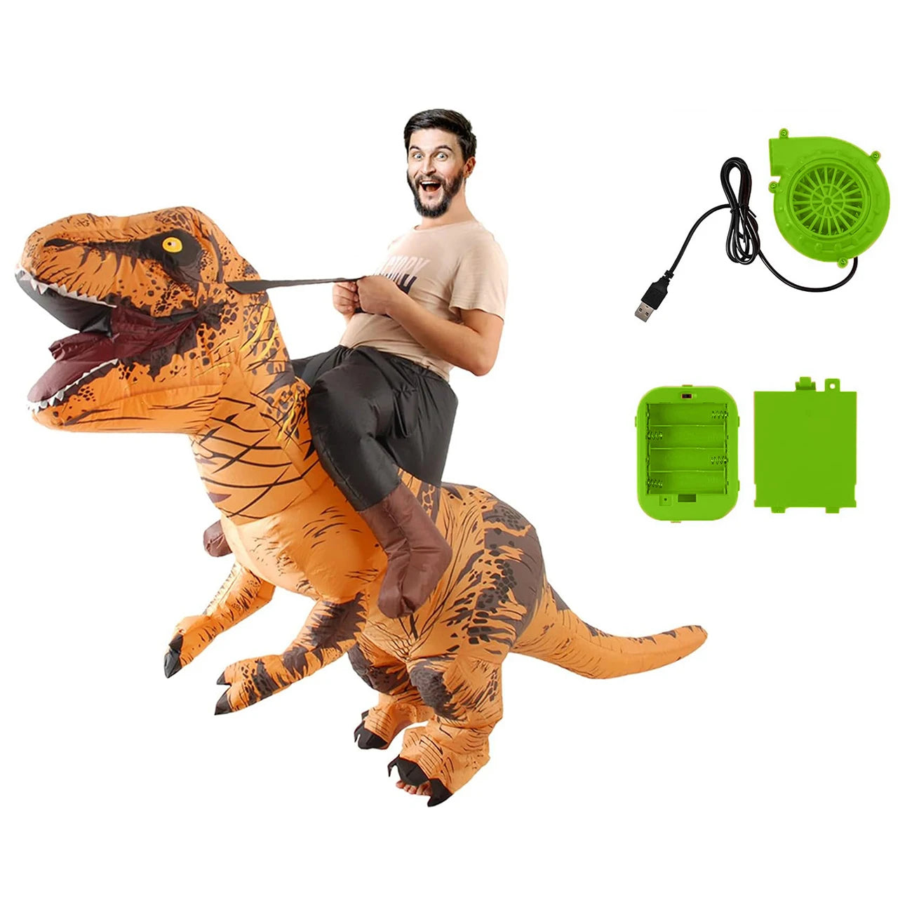 Costume gonflable T-Rex accessoires boîtier batterie