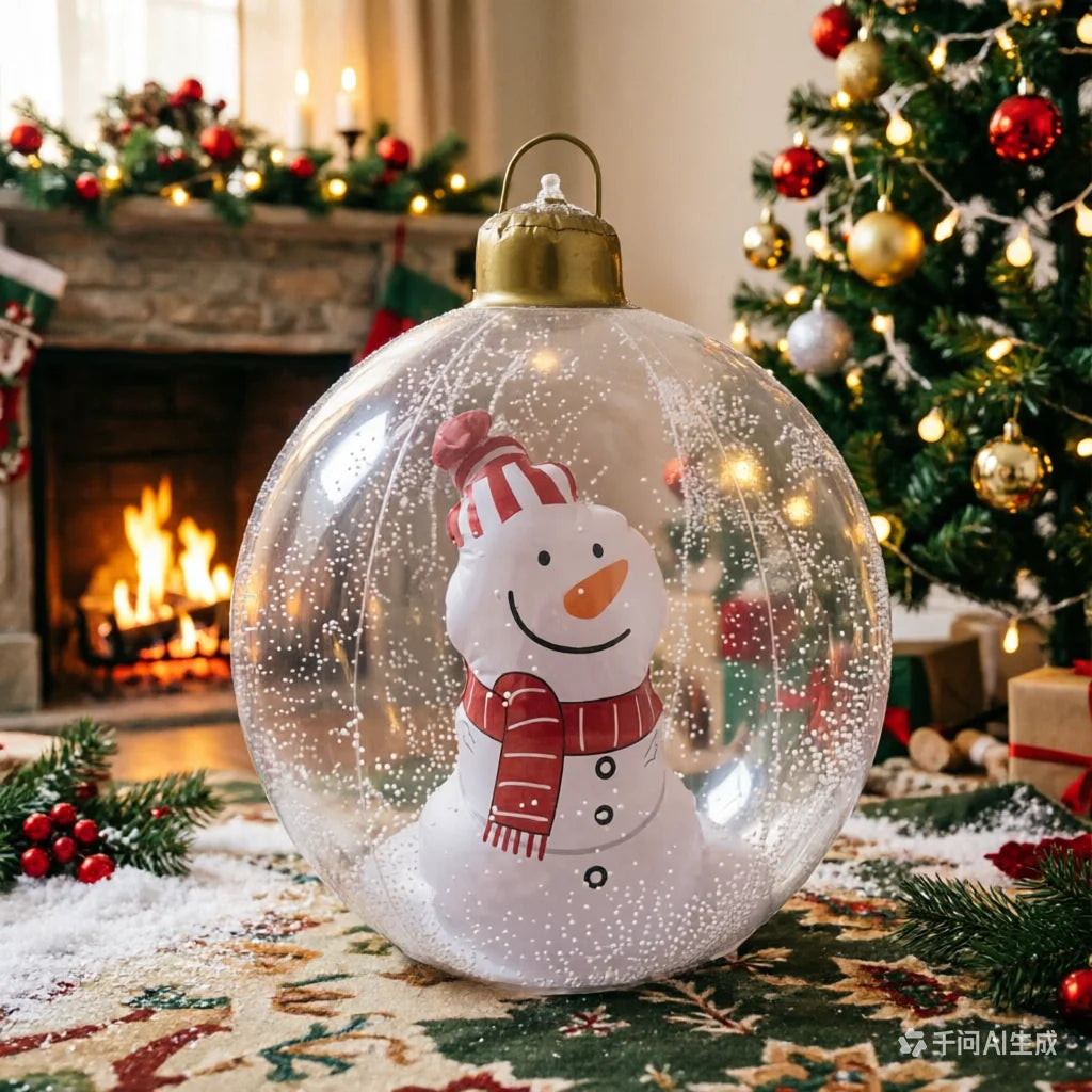 Boule de neige gonflable Noël LED 60 cm jardin nuit