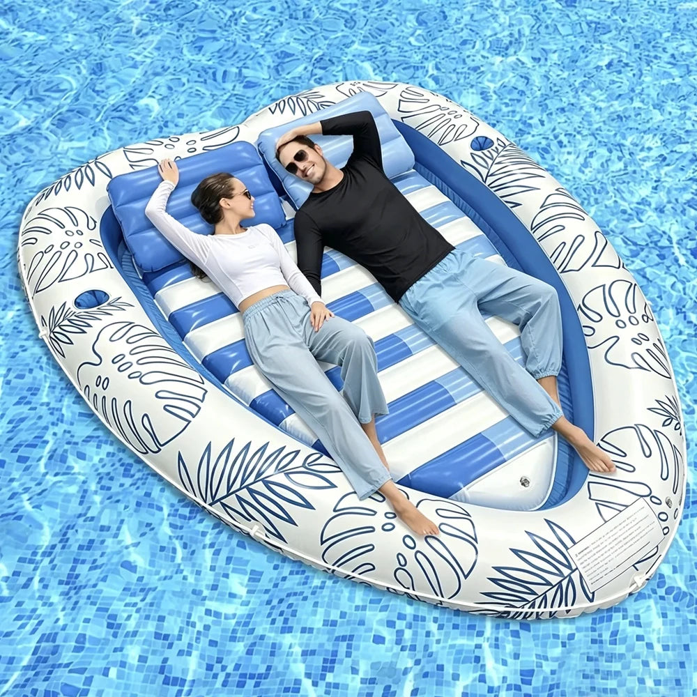Matelas gonflable cœur oreiller piscine vue d'ensemble