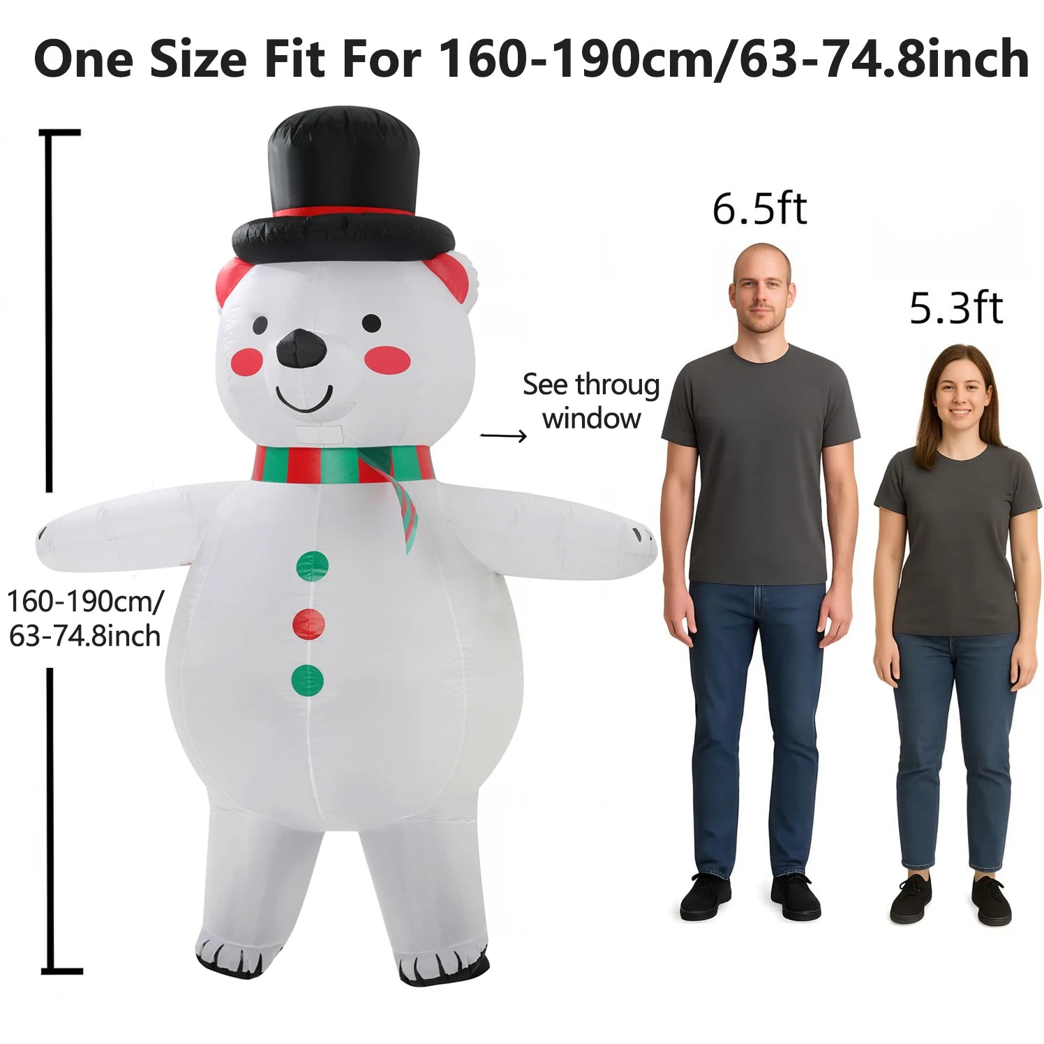 Déguisement ours blanc gonflable carnaval adulte
