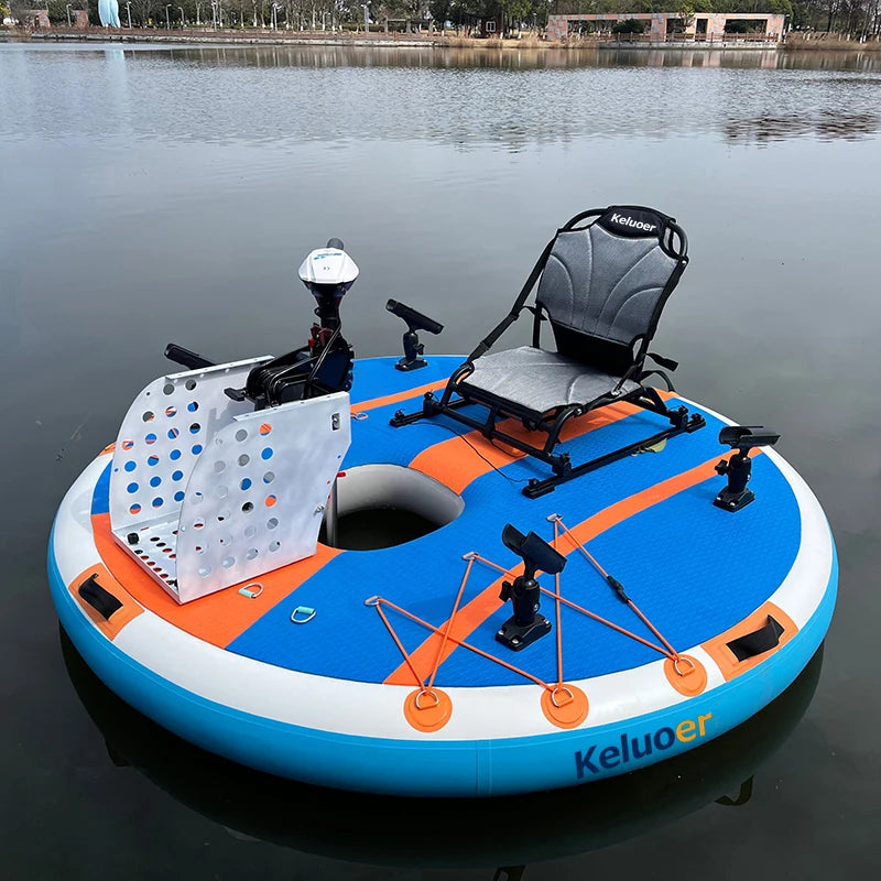 Plateforme flottante gonflable de pêche ronde motorisée