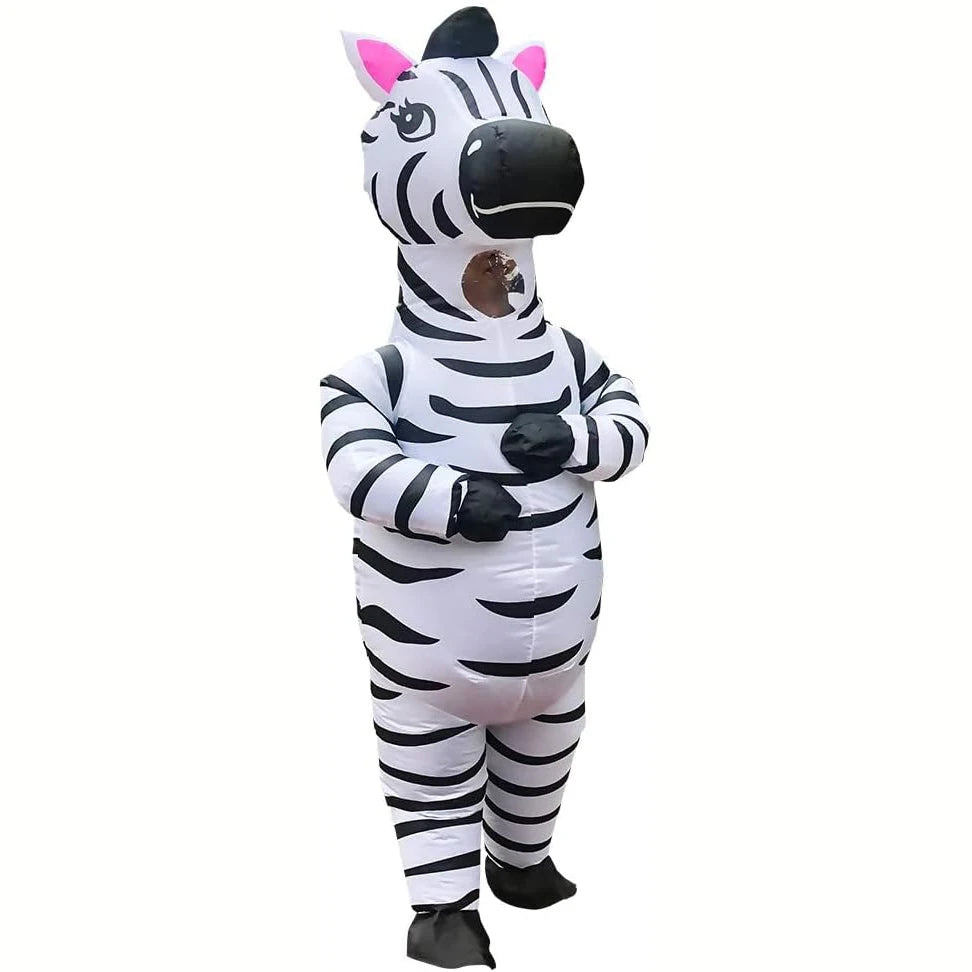 Costume gonflable zèbre adulte rayures vue de face