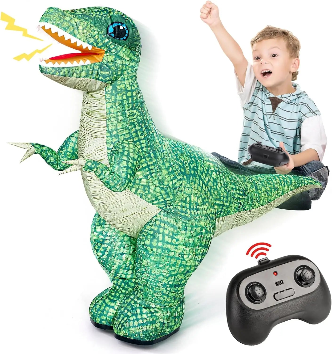 Détail du jouet dinosaure gonflable télécommandé