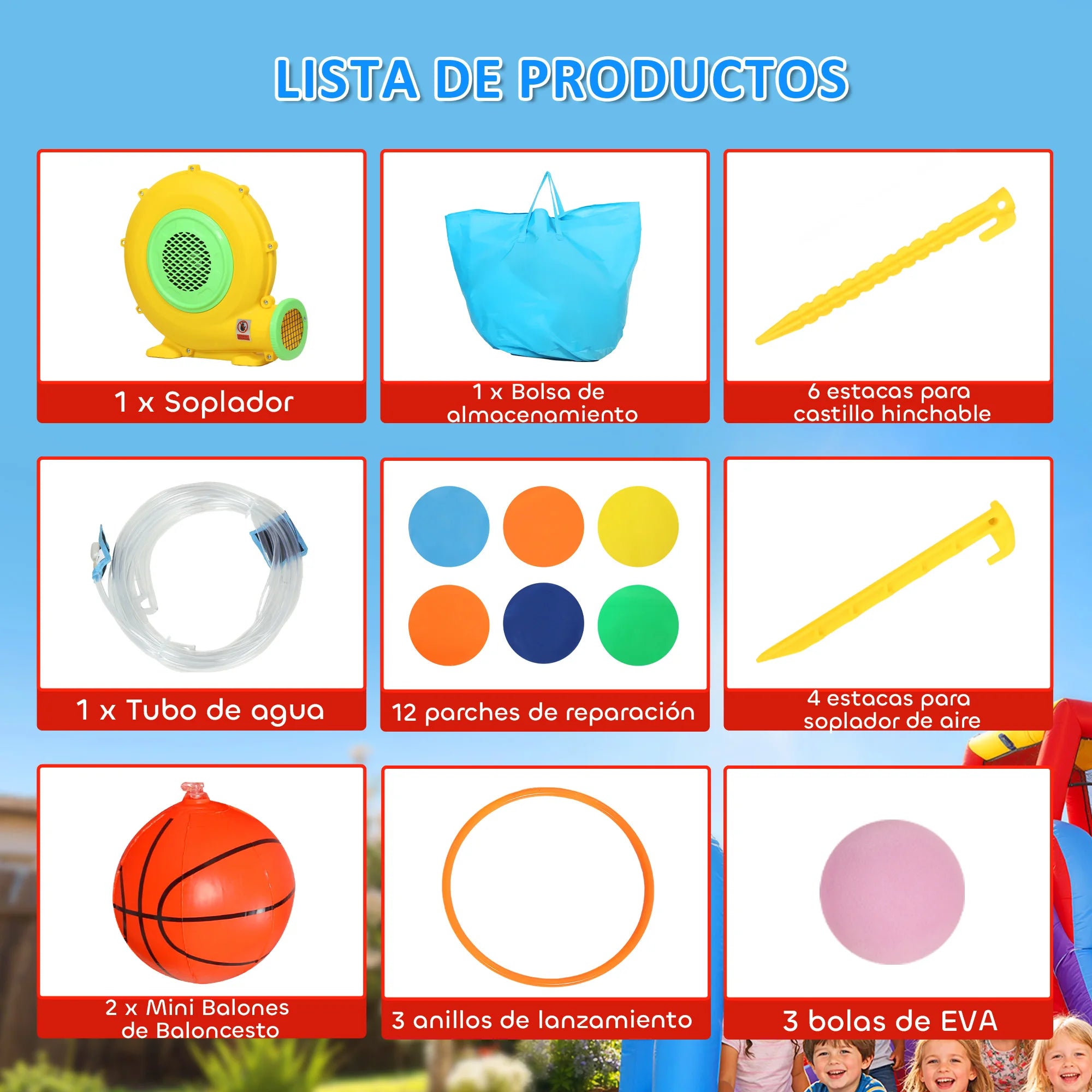 Détail des couleurs du château gonflable aquatique