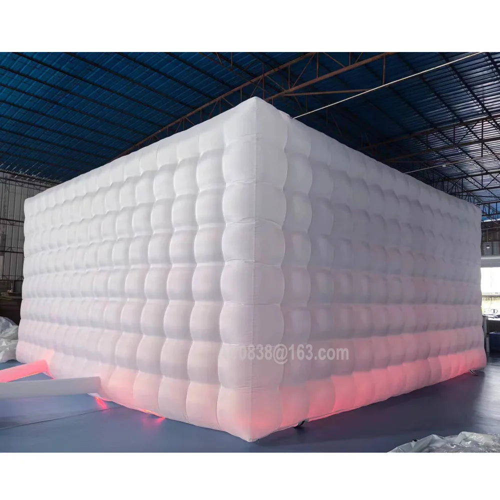 Tente gonflable cube blanc XXL vue extérieure complète