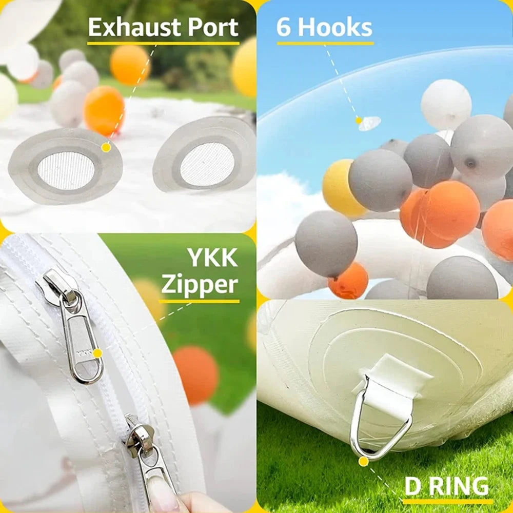 Vue à 360 degrés depuis l'intérieur de la bulle gonflable