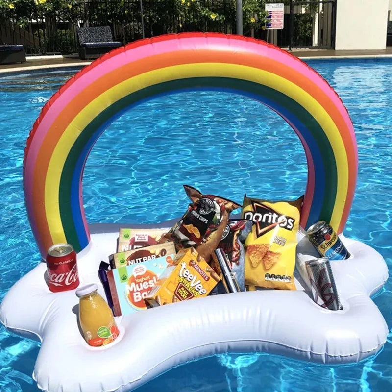 Bar flottant gonflable arc-en-ciel piscine