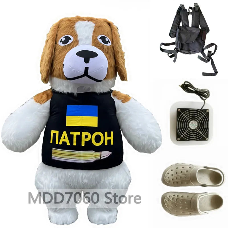 Costume gonflable mascotte animaux vue d'ensemble