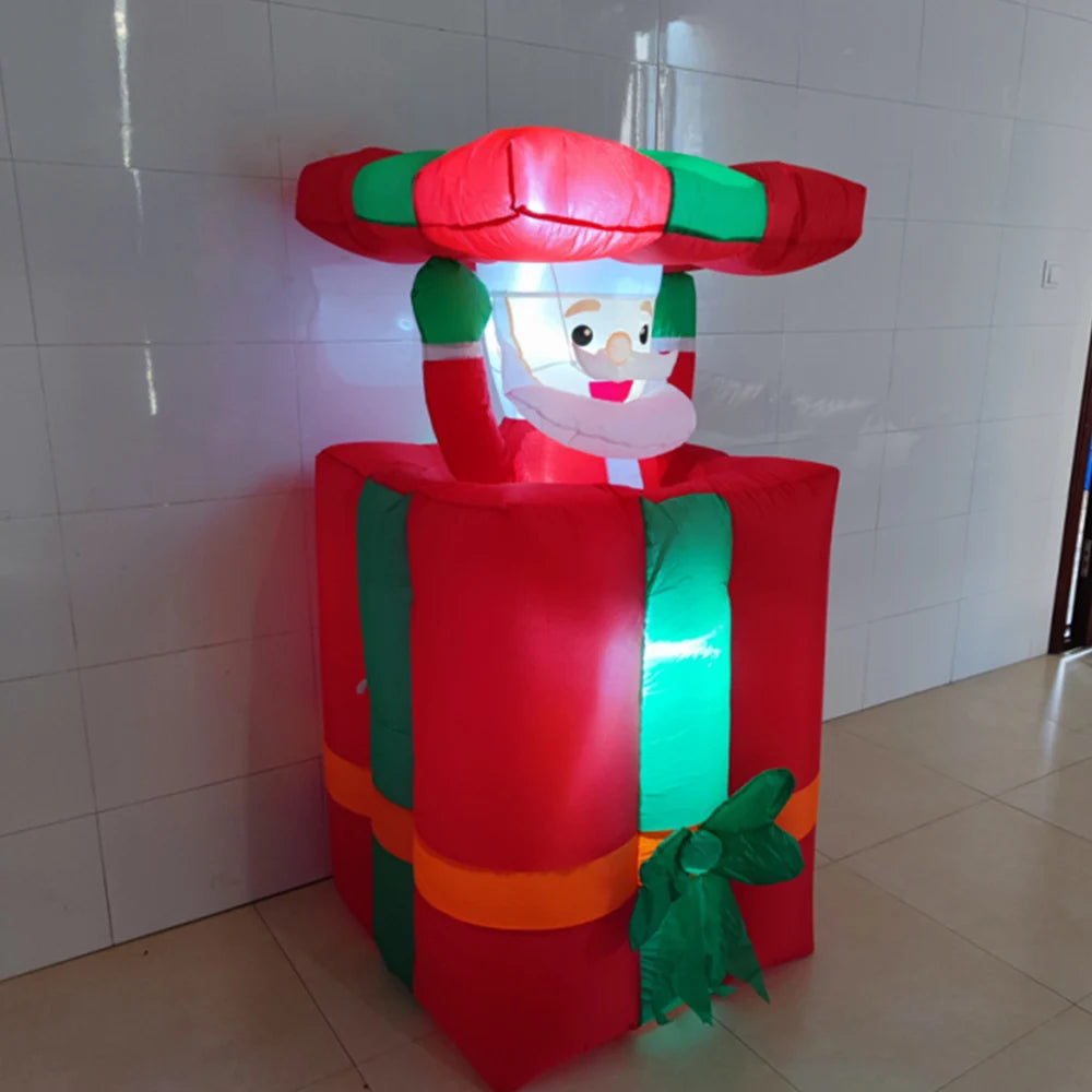 Détail des lumières LED intégrées au Père Noël gonflable