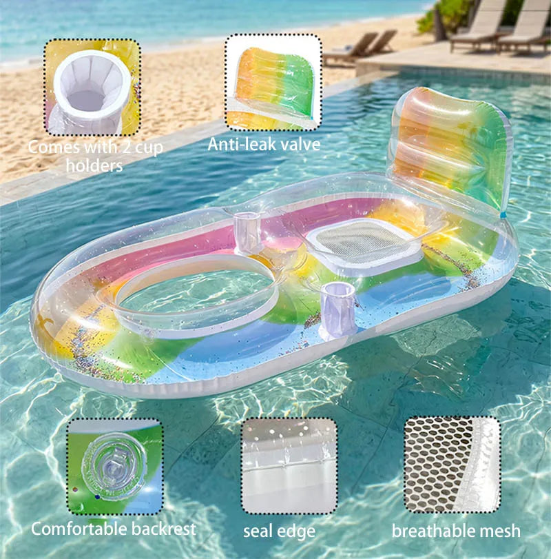 Canapé gonflable avec porte-gobelet piscine