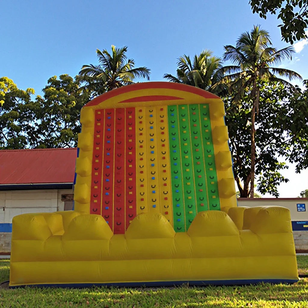 Mur d'escalade gonflable trampoline combo vue d'ensemble